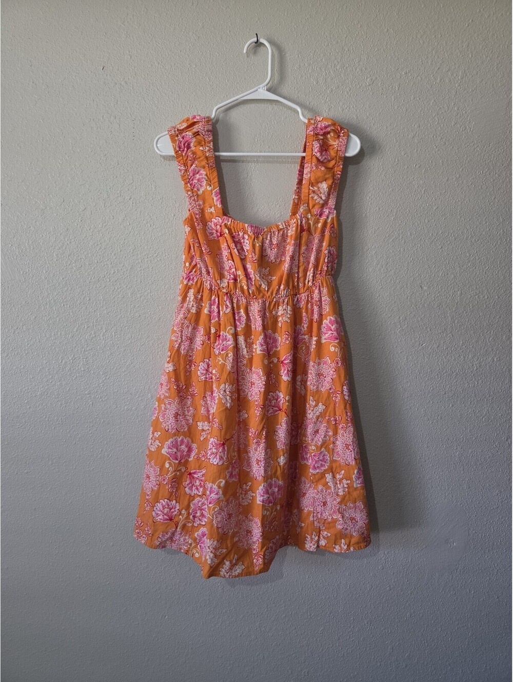 Women's Orange Floral Print Mini Dress